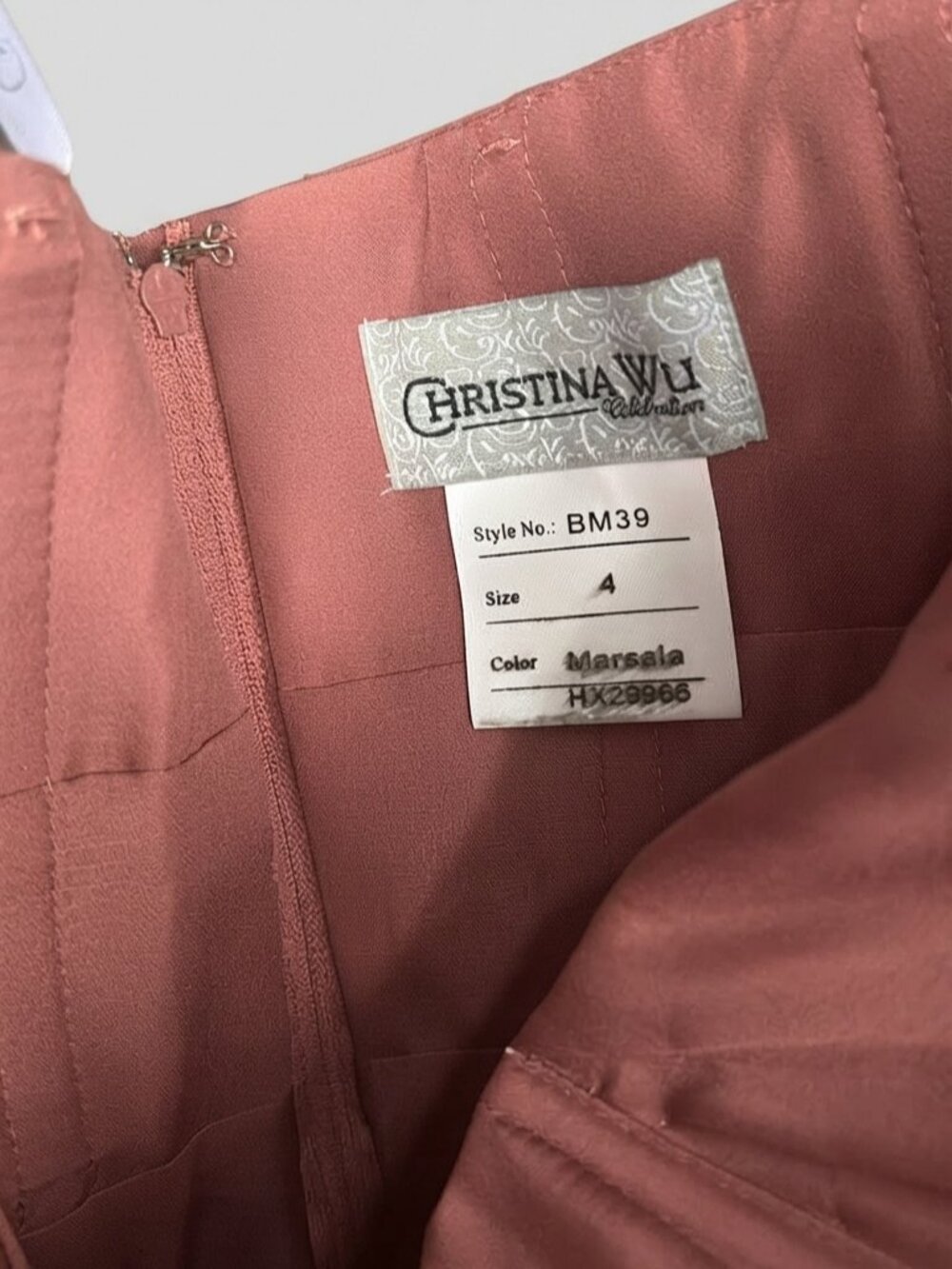 NWT Christina Wu Celebrations Marsala Chiffon Bridesmaid Formal Gown Size 4 - Picture 3 of 4